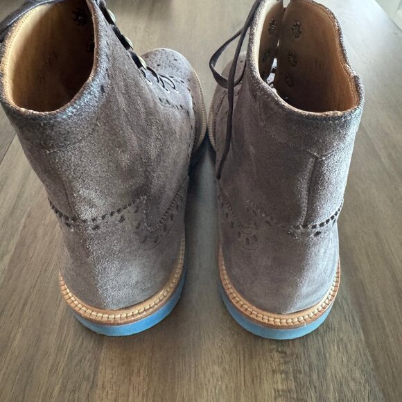 Crosby Square Lace Up Brogue Boots in Suede Tan Leather Men’s 9